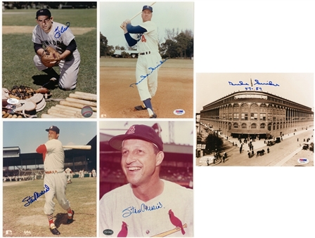 Lot of (17) Hall of Famer Signed 8x10s Including (2) Stan Musial, Yogi Berra, and (2) Duke Snider (PSA/DNA & JSA)